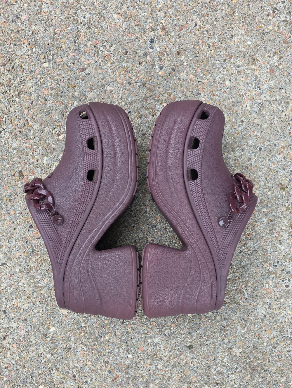 Crocs Siren Chain Platform Chunky Dark Cherry Clogs Size 8 - Picture 6 of 12
